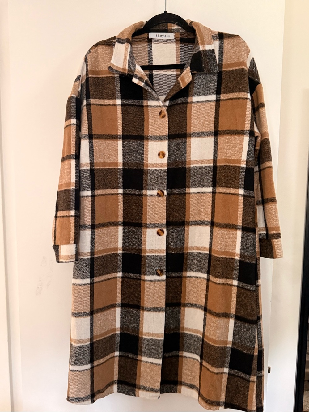 Brown Plaid Button-Front Coat